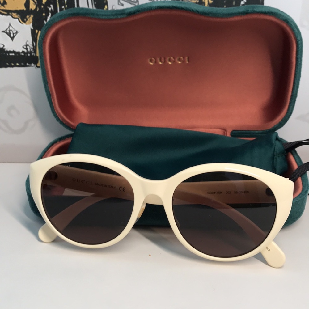 New ✨ Authentic Gucci GG0814SK 002 Sunglasses – Ivory Frame with Brown Lenses ✨ - Picture 14 of 14